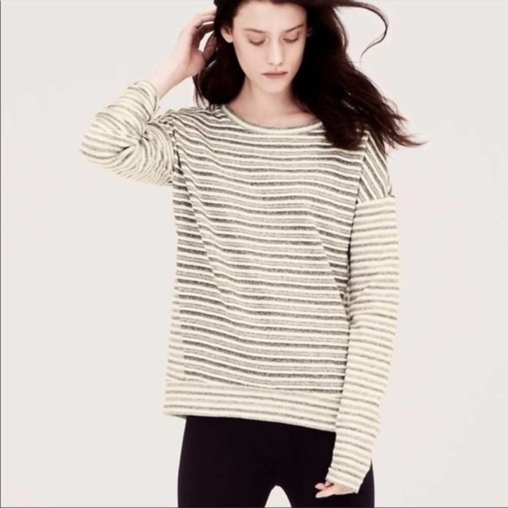 Lou & Grey Newspaper Striped Cotton Knit Pullover Sweater Top XS